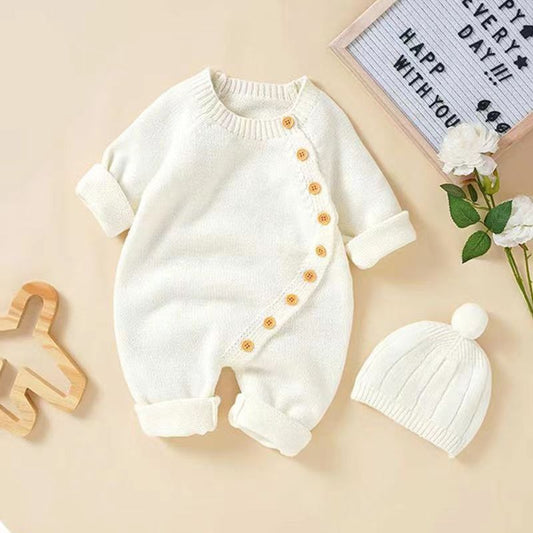 Babies' Knit Jumpsuit Male And Female Baby Sweater