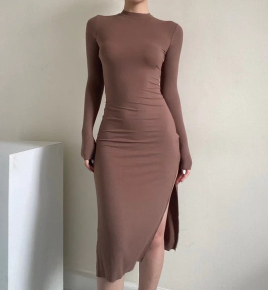 European And American Style Package Hip Slit Dress