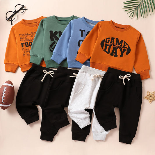Baby Boy Rugby Letter Pattern Top Trousers Suit