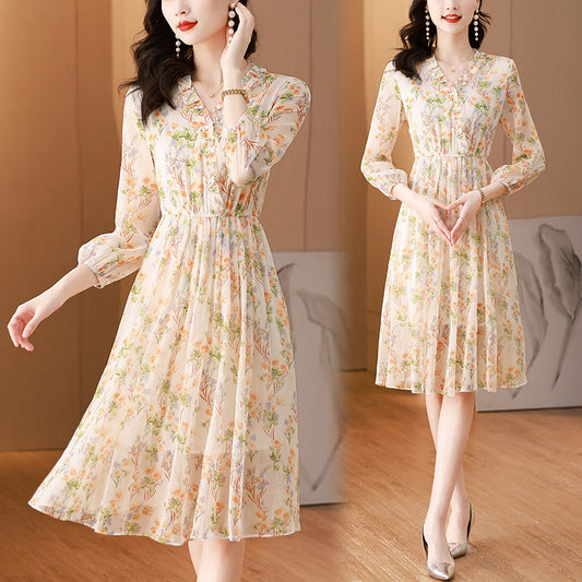 Chiffon Floral Dress Spring And Summer